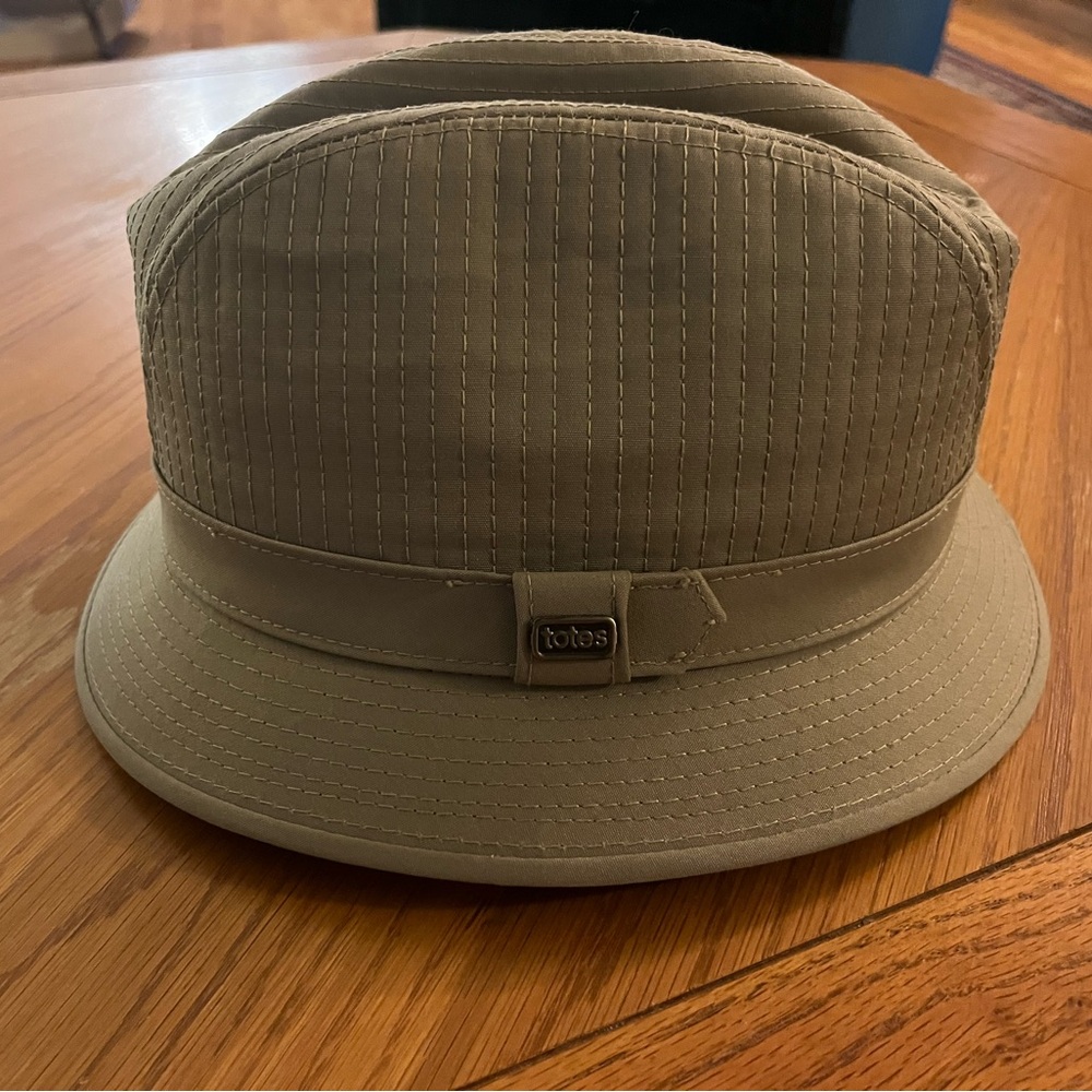 Vintage Totes Rain Rolls Right Off Tan/Beige Fedora Rain Hat size Large - Picture 2 of 10
